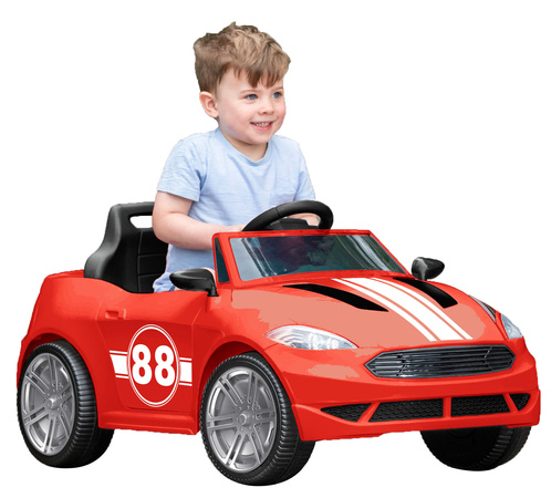 EVO Samochód dla dziecka auto na akumulator kabriolet cabrio czerwony ze światłami i dźwiękami