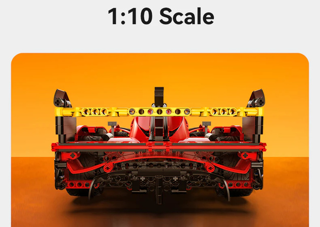 Klocki konstrukcyjne CaDA Zdalnie sterowany samochód 51 cm Auto wyścigowe Blazing Flame Pojazd 1518 elementów C63008W z napędem Power System