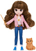 Lalki figurki kolekcjonerskie Harry Potter i sowa Hedwiga oraz Brilliant Hermiona Granger z kociołkiem i rudy kot Krzywołap + akcesoria 20 cm