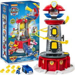 OUTLET Psi Patrol Duża Wieża Baza + pojazd Chase z figurką Mighty Pups Kosmopieski wysokość 84 Cm WADLIWA