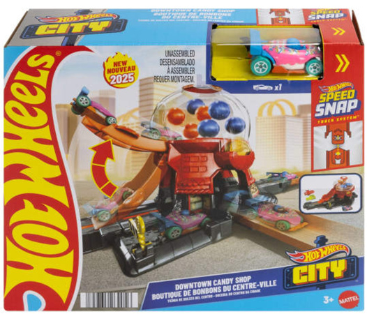 Hot Wheels City Zestaw Sklepik Guma Balonowa Tor wyścigowy + pojazd