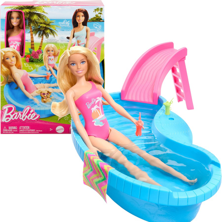 OUTLET Zestaw Barbie Impreza przy basenie lalka + akcesoria USZKODZONE OPAKOWANIE