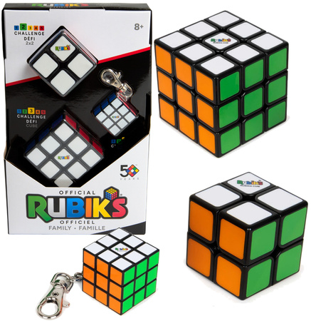 Zestaw 3W1 Oryginalna klasyczna Kostka Rubika zabawka logiczna Mini kostka układanka Breloczek Rubik's (2 kostki + breloczek)