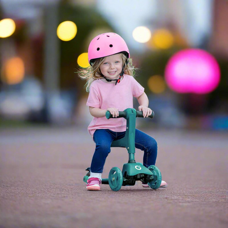 Evo Regulowana Trójkołowa Hulajnoga dla Dzieci 2w1 Jeździk Cruiser z Siedziskiem Ciemnozielony