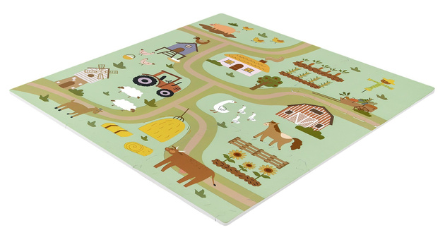 Mata podłogowa edukacyjna 180x90 Grube puzzle piankowe 18 szt. Humbi Wiejskie drogi Wieś ulice Farma Gospodarstwo