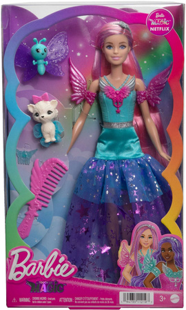 Barbie mały zestaw Lalka Kolekcjonerska a Touch of Magic różowowłosa wróżka + pupile i akcesoria