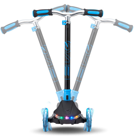 EVO Składana Regulowana Trójkołowa Hulajnoga dla Dzieci Rainbow Blast Mini Cruiser Błękitny Świecący Podest