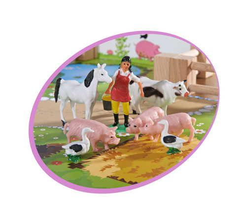 Zestaw Eichhorn Drewniana farma 25 elementów+Savage zestaw Figurek Dinozaurów w pojemniku 55 elementów