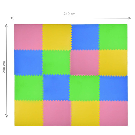 Humbi mata piankowa puzzle piankowe fitness wodoodporne pod basen 16 szt. kolorowa 240 x 240 x 1 cm