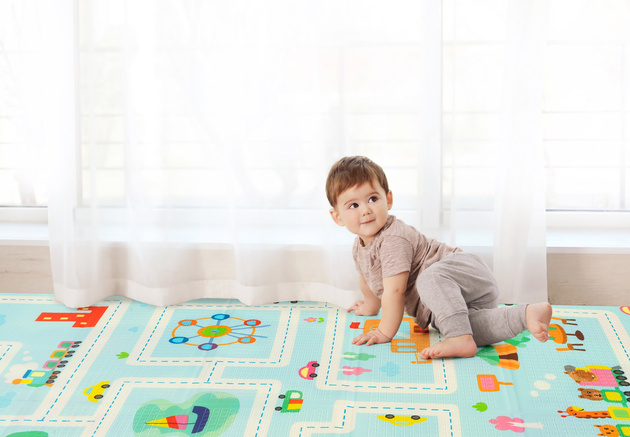 Humbi Dwustronna Składana Mata Piankowa Edukacyjna z pianki XPE 120x180 Miarka Ulice