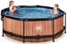 Basen ogrodowy okrągły 244x76 cm z pompą filtrującą i markizą brązowy