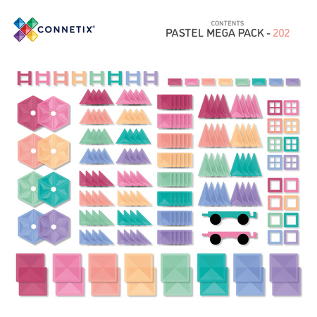 CONNETIX Pastel Mega Pack Kreatywne klocki magnetyczne 202 elementy