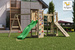 Plac zabaw drewniany duży Maxi Funny Exposure zjeżdżalnia, 2x huśtawka, ścianka wspinaczkowa