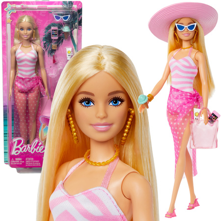 Zestaw plażowa lalka Barbie w stroju kąpielowym + akcesoria