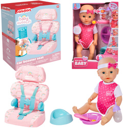 Lalka New Born Baby 35 Cm + Fotelik Samochodowy Z Pasami Baby Huggles Do 46 Cm Casdon