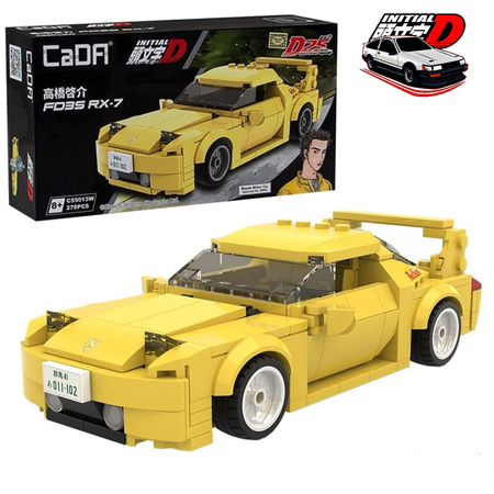 Klocki Konstrukcyjne CaDA Double Eagle Race Car Samochód Mazda FD35 RX-7 żółte auto 278 elementów 