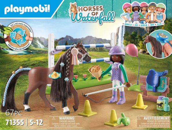 Playmobil Horses of Waterfall Zestaw Zoe i Blaze z przeszkodami 67 elementów