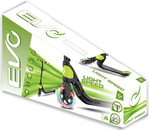 Evo Składana Regulowana Hulajnoga dla Dzieci Light Speed Czarno-limonkowy Świecące Kółka