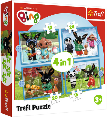 Trefl Puzzle 4w1 Wesoły Bing kolorowa Układanka dla Najmłodszych 3+