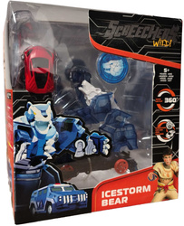 Screechers Wild! Zestaw Tansformujący Pojazd Icestorm Bear Niedźwiedź samochód moneta
