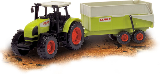 Duży traktor Claas Ares z ruchomą przyczepą 55 cm