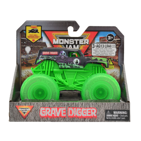Monster Jam Pojazd z podświetlanymi kołami 1:43 Grave Digger