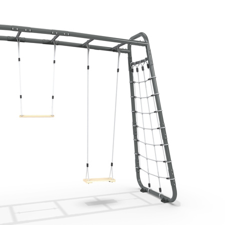 Plac zabaw ogrodowy Drążki gimnastyczne GetSet MB310 Małpi gaj: poręcze, pozioma drabinka, drążek, kółka, huśtawka, trapez, siatka do wspinaczki