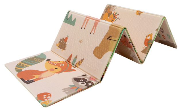 Dwustronna Składana Mata Edukacyjna z pianki XPE Podłogowa Bezpieczna 120x180 wieś las Humbi