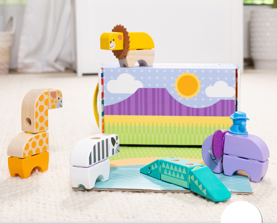 Klocki Drewniane Safari Dzikie Zwierzęta Blockables 34 Elementy