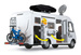 Duży zestaw Kamper wakacyjny pojazd z figurką i akcesoriami Hymer 30 cm