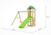 Plac zabaw drewniany ogrodowy Charly KDI domek, zjeżdżalnia, 2x huśtawka, ścianka wspinaczkowa, drabinka