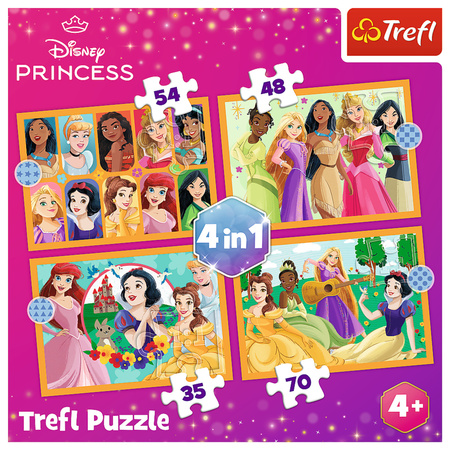 Puzzle Trefl Księżniczki Disney 4w1 Bajkowe historie 4+