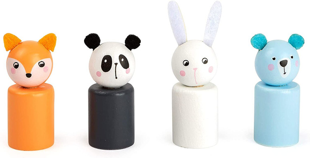 Small Foot Drewniany chińczyk Zwierzątka Ludo Animals pastel + drewniana układanka wieża Królik