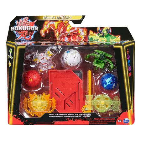 Zestaw Bakugan Battle Pack Gra strategiczna + Figurki Bruiser 2x Dragonoid Hammerhead Nillious