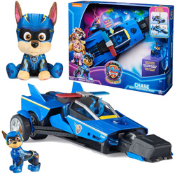 Psi Patrol Pojazd Radiowóz Transformujący Kosmiczny Figurka Chase Deluxe 2w1 Wielki Film + Maskotka Chase 23 Cm