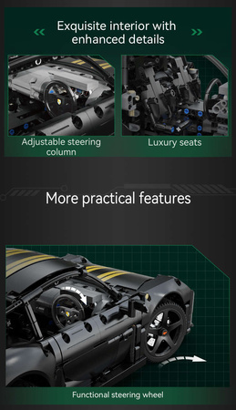 Klocki konstrukcyjne CaDA Zdalnie sterowany samochód miejski 35 cm auto z napędem RUF GT Pojazd Światło LED RC 1655 elementów