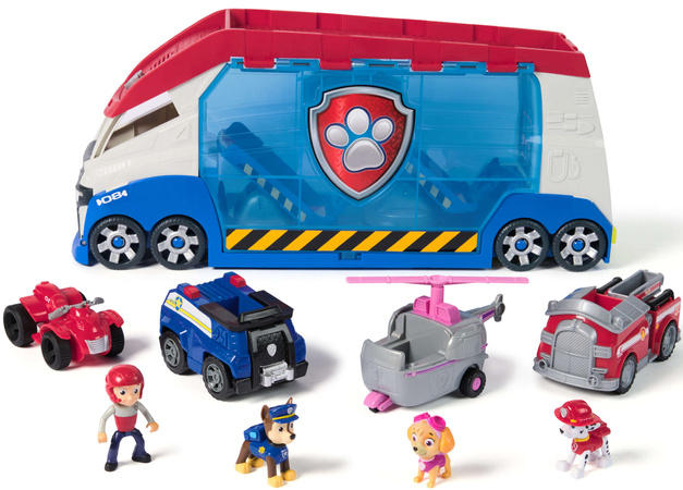 Psi Patrol Zestaw Duży Patrolowiec 4 Pojazdy Światło Dźwięk Ryder, Chase, Marshall i Skye