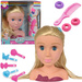 Zestaw Głowa do stylizacji czesania włosów lalka Blondynka Fryzjer + akcesoria