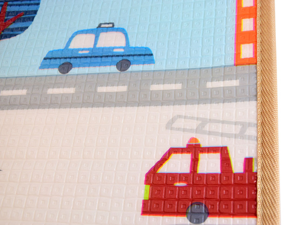 Humbi Dwustronna edukacyjna mata piankowa Uliczki Zwierzęta 120 x 180 x 1 cm pastelowa