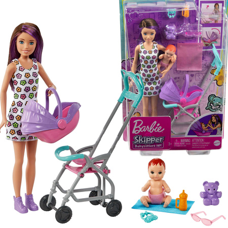 Barbie zestaw Lalka Skipper opiekunka niania Babysitters Inc. i akcesoria