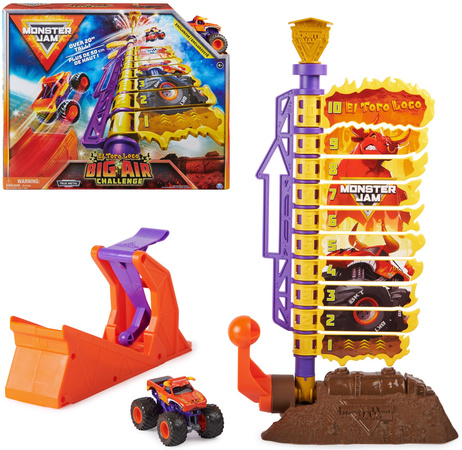 Monster Jam truck El Toro Loco Big Air Challenge rampa, wyrzutnia i pojazd