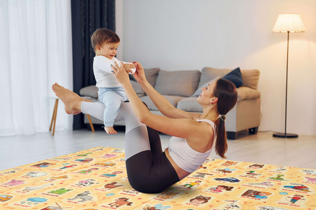 Humbi Gruba Mata Edukacyjna 2w1 z pianki XPE 180x120cm Onomatopeje polski alfabet odgłosy zwierząt nauka dźwięków