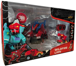 Screechers Wild! Zestaw Tansformujących Pojazdów Wildfire Lion Lew Dinozaur