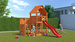 Plac zabaw drewniany ogrodowy Big Leader domek, zjeżdżalnia, piaskownica, ścianka wspinaczkowa, drabinka, schodki, akcesoria