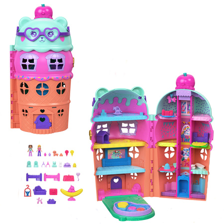 Polly Pocket Domek Lodowy Deser Gelato House zestaw z figurkami i akcesoriami 25+ elementów