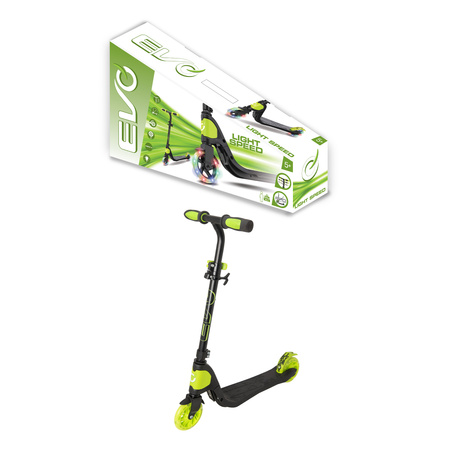 Evo Składana Regulowana Hulajnoga dla Dzieci Light Speed Czarno-limonkowy Świecące Kółka