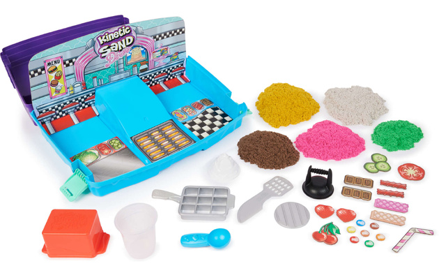 Piasek kinetyczny plastyczny Kinetic Sand Zestaw Walizka Grill N'Scoop Diner