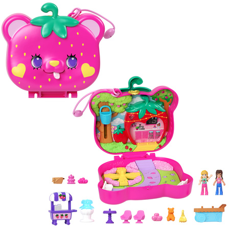Polly Pocket Zestaw Kompaktowy Truskawkowy Miś figurki + akcesoria
