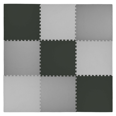 Mata piankowa podłogowa Humbi 180x180 Duże puzzle piankowe wodoodporne bezpieczne 9 szt. ciemnoszary, szary, czarny