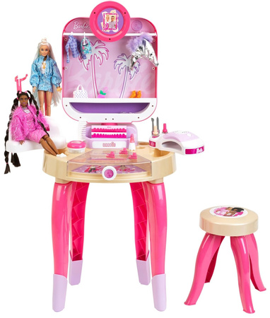 Barbie Duża Toaletka Studio Piękności Z Lampą Do Paznokci Hybryd 96 Cm
